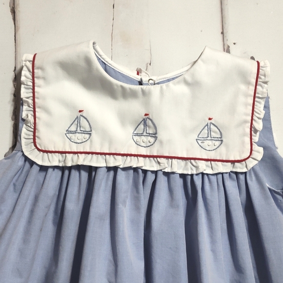 Petit Ami Blue and White Sailboat Dress 18m - Picture 2 of 5